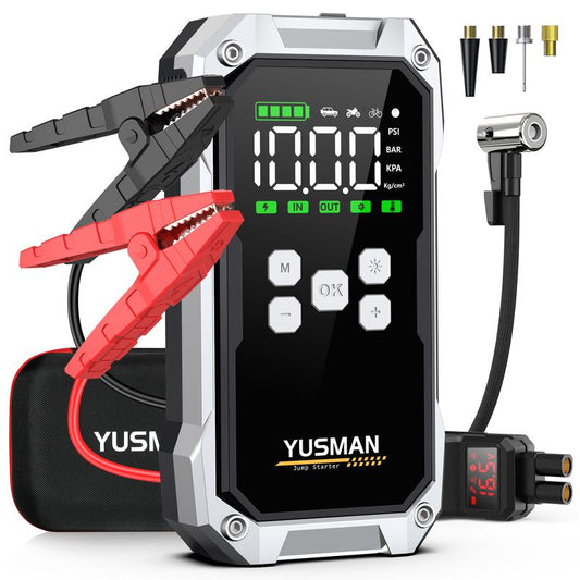 【Fathersdaygift】9500A (ALL Gas, 12L Diesel) Portable Car Jump Starter with Air Compressor, Car Battery Jump Starter with 150PSI Tire Inflator, 12V Battery Charger Jumper Box with LCD Display Car Battery Batteryjumper Jump Starter Car Battery Springtok